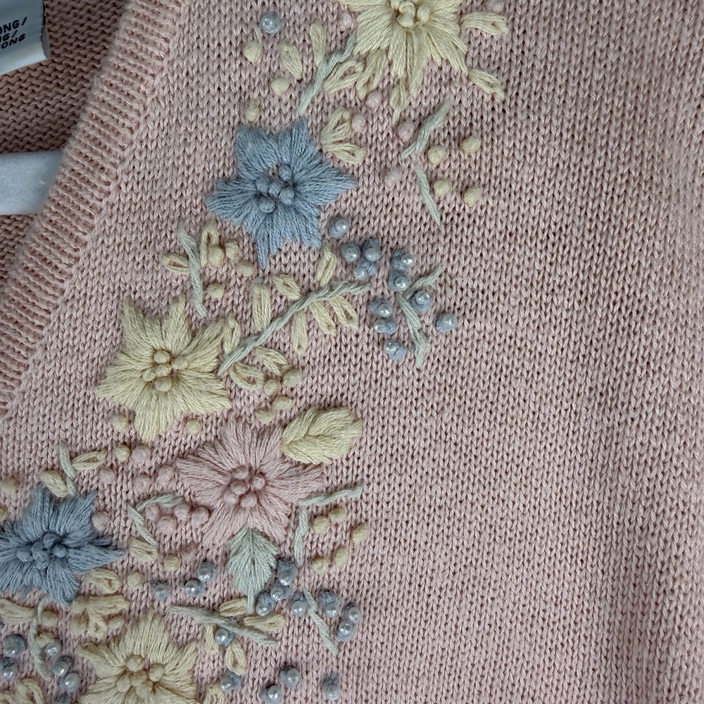 VNG Crazy Horse Women's Med‎ Pearl Bead And Embroidery Embellished Cottagecore - Picture 4 of 7